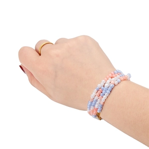 Bracelets faits main en perles macaron 4mm rose bleu et blanc pour filles