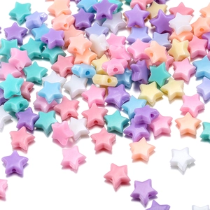 Perline acriliche colorate a forma di stella con fori centrali per gioielli fai-da-te e artigianato