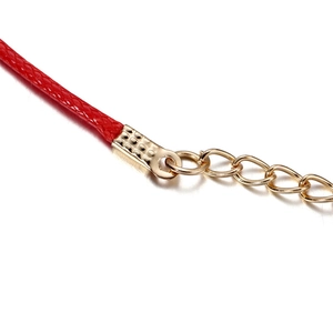 Cordón rojo de cera para collar con cierre de langosta dorado y cadena ajustable