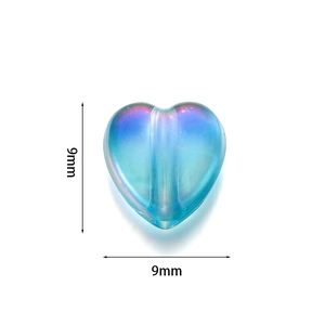 9mm blue heart acrylic beads with aurora coating for DIY jewelry making and crafts