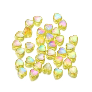Iridescent heart-shaped acrylic beads with pearlescent finish for DIY jewelry crafting