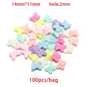 100 pezzi perline a farfalla in acrilico colorato 14mm per creazione di gioielli fai da te