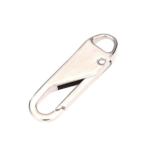 Silver alloy detachable zipper puller with spring hook design for bags and backpacks