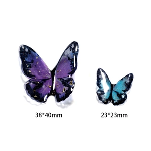 DIY purple and blue gradient butterfly resin charms with gold foil in 38mm and 23mm sizes