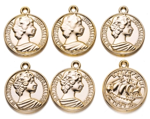 Vintage Alloy Drip Oil Chinese Character Blessing Coin DIY Pendant Accessory For Jewelry Making Necklace Bracelet Earring Success Good Luck Charm