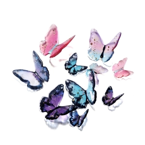 Colorful gradient resin butterfly pendants with gold foil for DIY jewelry making