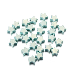 Lustrous light blue acrylic star beads with drill holes for DIY jewelry making