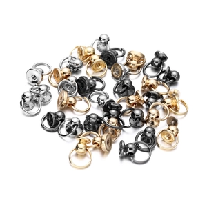 Screw-back studs with rings in gold, silver, and black finish for leather DIY craft
