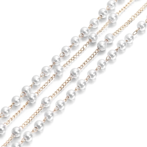 DIY Jewelry Making White Artificial Pearl Metal Chain For Necklace Bracelet Accessory Gold Plated Iron Chain Handcrafted Materials
