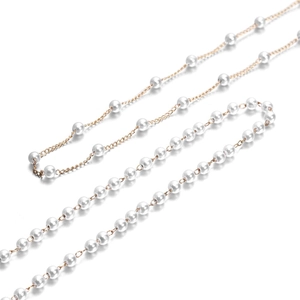 Elegant multi-layer pearl necklace with gold chain links for DIY jewelry making and craft