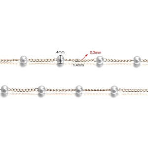 Golden pearl chain with 4mm beads for DIY jewelry making necklaces and bracelets