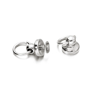 Polished silver screw stud with pull ring for DIY leather crafts and bag hardware