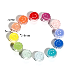 Set of 12 colorful 8mm acrylic smiley face beads for DIY handmade jewelry and bracelets