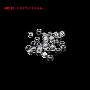 Macro shot of 9x7mm clear plastic beads with 4mm large hole for DIY jewelry making