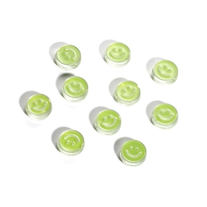 Flat round green acrylic smiley face beads for DIY jewelry and bracelet making