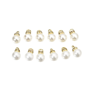 Set di 12 ciondoli in perla ABS a goccia con base in lega dorata per creazione gioielli DIY