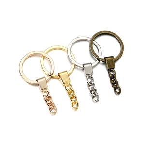 Legering Sleutelhanger Ring Met Ketting Connector Metalen Split Sleutelring DIY Onderdelen Voor Tas Hanger Antiek Brons Goud KC Goud Zilver Wit K