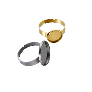 Adjustable stainless steel ring blanks in gold and silver for DIY jewelry making