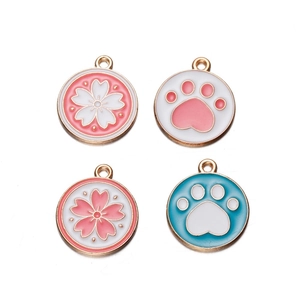 Colorful fruit and cat paw enamel charms in gold alloy for DIY jewelry bracelets
