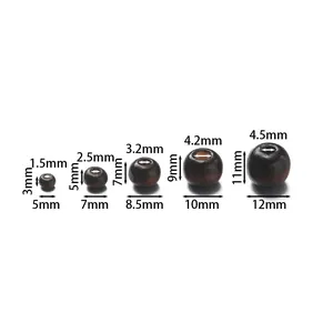 Größentabelle für dunkle Ahornholzperlen mit Maßen von 5mm bis 12mm für DIY-Schmuck