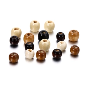 Polished round maple wood beads in various natural colors for DIY jewelry making and crafts