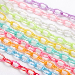 Bunte Acryl-Ovalkettenglieder mit Perleffekt für Taschen und Mobiltelefone