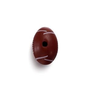 Macro de perles en bois en forme de rugby avec texture de couture pour bijoux DIY