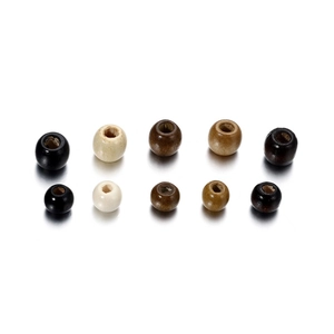 Polished colorful maple wood beads with large holes in black and brown for DIY jewelry