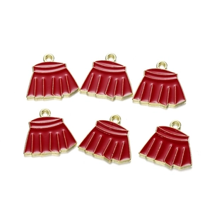 Detailed view of six red enamel dress alloy charms for DIY handmade jewelry and crafts