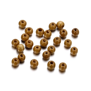 Detailed view of large-hole natural maple wood beads for DIY jewelry and necklaces