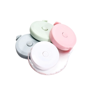 Mini portable retractable 150cm tape measure set in pastel mint, pink, grey and white