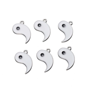 Detail of 6 piece set of white enamel yin yang koi fish alloy charms for DIY jewelry making