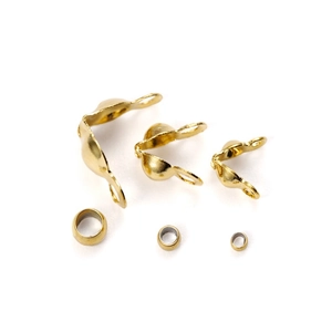 Cache-perles à écraser en acier inoxydable doré poli en trois tailles pour bijoux DIY
