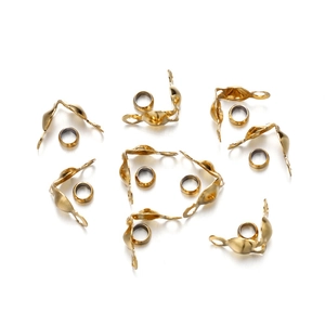 Détails de perles à écraser et cache-noeuds en acier doré pour la création de bijoux DIY