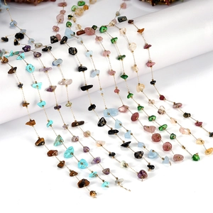 Catena in acciaio inossidabile bohémien con pietre naturali colorate per gioielli DIY