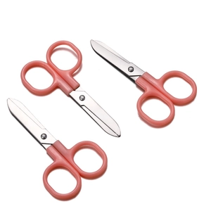 Three-piece pink safety scissors set with stainless steel blades for kids crafting