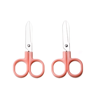 Pink safety craft scissors for kids with round tips and silver metal blades