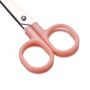 Pink safety craft scissors for children with ergonomic plastic handles and stainless steel blades