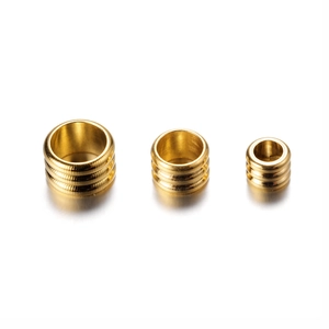 Perles d'espacement en acier inoxydable doré poli avec triple rainure pour bijoux DIY
