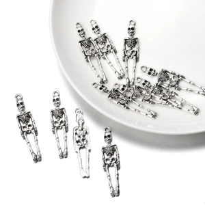 Ciondoli in Lega di Scheletro di Ossa Umane per Fai da Te Gioielli Argento Antico Punk Gotico Accessori Decorativi Halloween