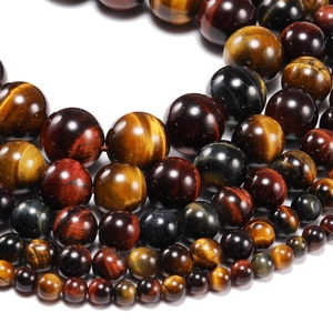 Natural three-color tiger eye stone round beads for DIY jewelry making and bracelets