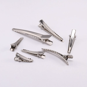 6-piece silver stainless steel hair clips set with duckbill and alligator styling tools