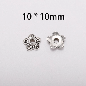 Retro Antique Silver Alloy Flower Five-pointed Star Bead Cap Spacer Beads For DIY Jewelry Making Accessories Material Components