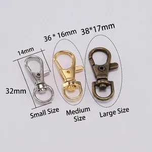 Zinc alloy lobster clasps in gold silver and bronze for bags and keyrings