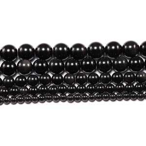 Natural Black Obsidian Round Loose Beads Polished Stone For DIY Jewelry Making Bracelet Necklace Accessories Crafting Material