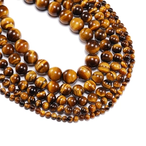 Perles en Vrac Rondes en Pierre d'Oeil de Tigre Jaune Naturelle Pierre d'Energie Polie pour la Fabrication de Bijoux DIY Accessoires