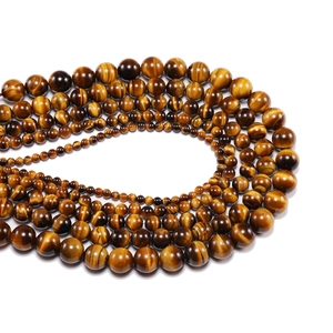 Perles rondes naturelles en oeil de tigre de différentes tailles pour bijoux DIY