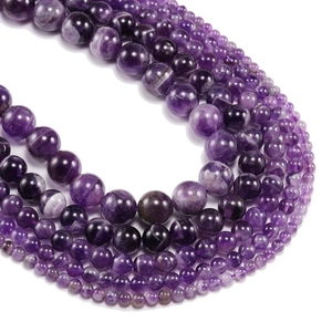 Polished natural dream amethyst round beads in various sizes for DIY jewelry making