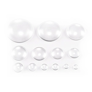 Set of 13 transparent round glass cabochons in various sizes for DIY jewelry making