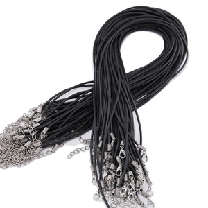 Cordón Encerado Negro para Collar Con Cierre de Langosta Plateado Accesorio de Joyería DIY para Colgantes Mate Brillante